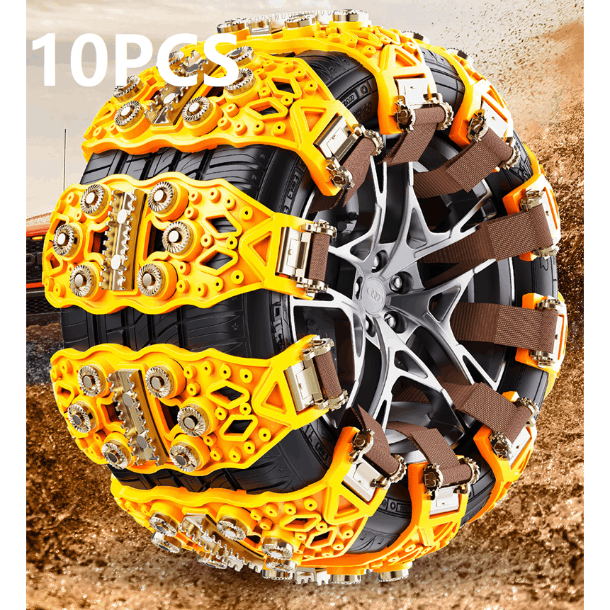 10-Pack Universal Anti-Skid Car Snow Chains – Traction Nails, Anti-Side-Slip, Easy to Install & Remove, All-Season Snow Tire Chains for Snow, Ice, Mud & Sand, Compatible with 4x4, Trailer, ATV, UTV, SUV, Truck, Pickup Tires, Width 165mm-265mm