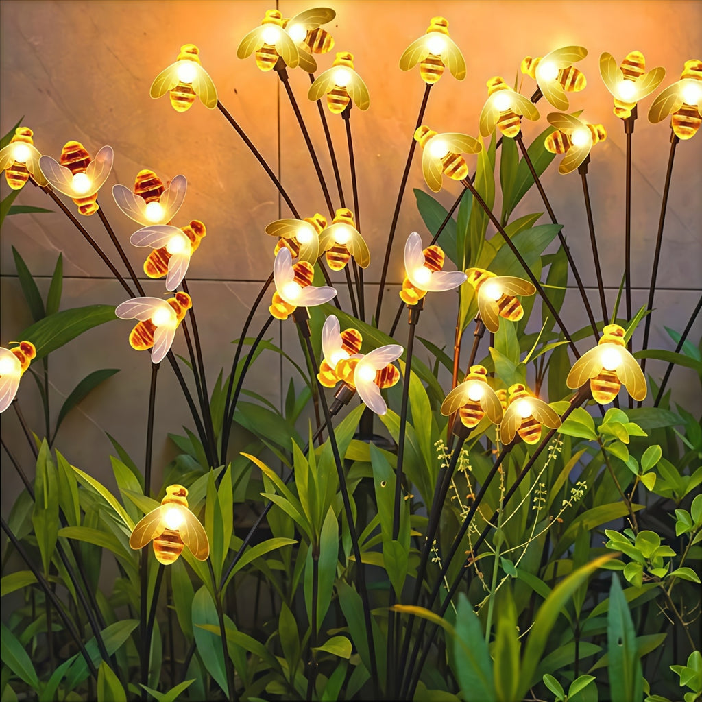 1PC Solar Bee Light Outdoor 8-Head Bee Solar Light Suitable for Garden Path Fence Courtyard Patio Walkway Decorative Lighting Perfect for Outdoor and Holiday Decoration