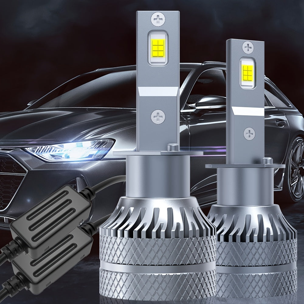 2-Pack LED Car Headlight Bulbs - Model O122, 6500K Color Temperature, with CANbus External Driver, Compatible with H1, H4, H7, H11, 9005, 9006, 9012 Sockets. 210W High Power Bulbs, 28200 Lumens Brightness, 600% Brightness Increase