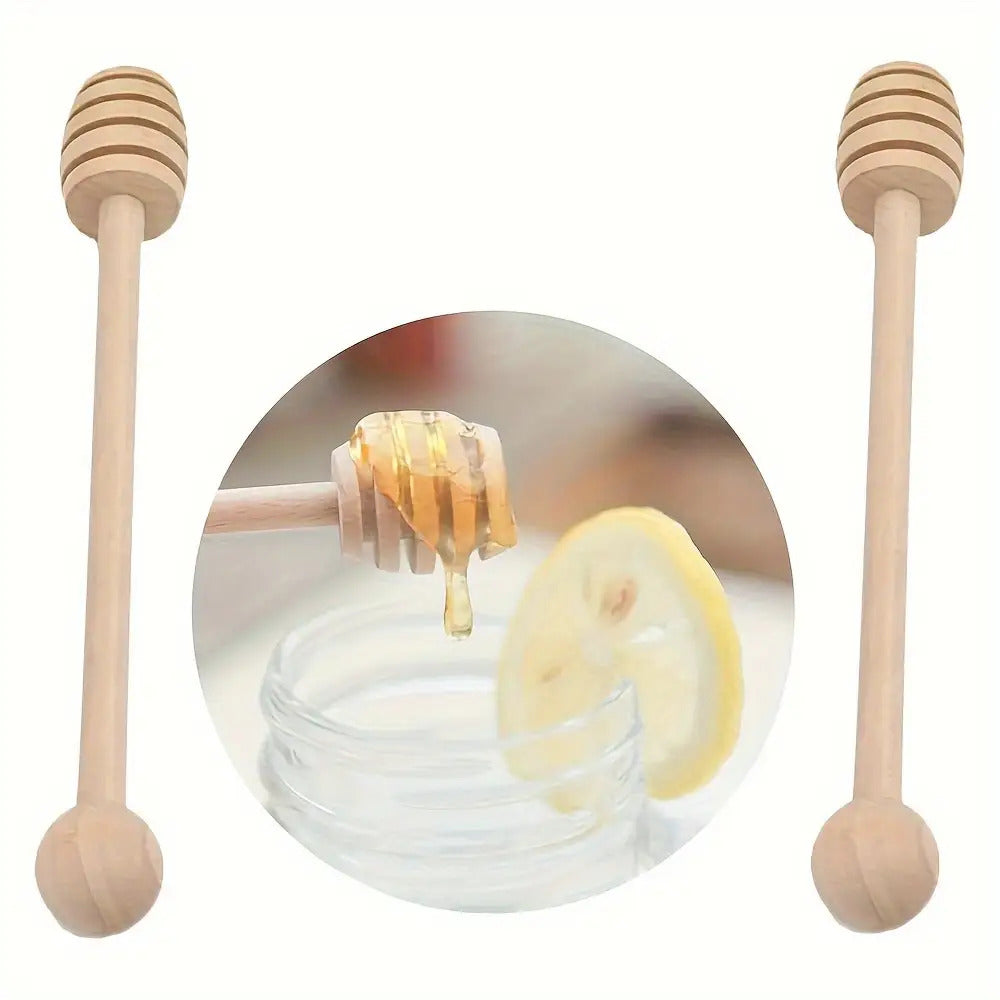 Wooden Honey Dipper – Natural Wood Honeycomb Dripper, Long-Handled Stirrer for Honey, Syrup & Jam – Kitchen Utensil & Stirring Tool