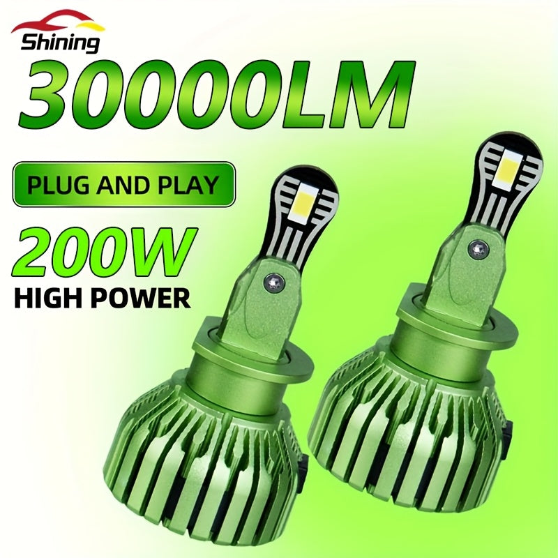2-Pack H1 H4 H7 H11 9005 9006 LED Headlights, Super Bright White 6000K Hi/Lo Integrated Lighting 900% High Brightness 30000LM 200W Mini Car LED Light 1:1 Mini Size Super Bright, No Battery Included