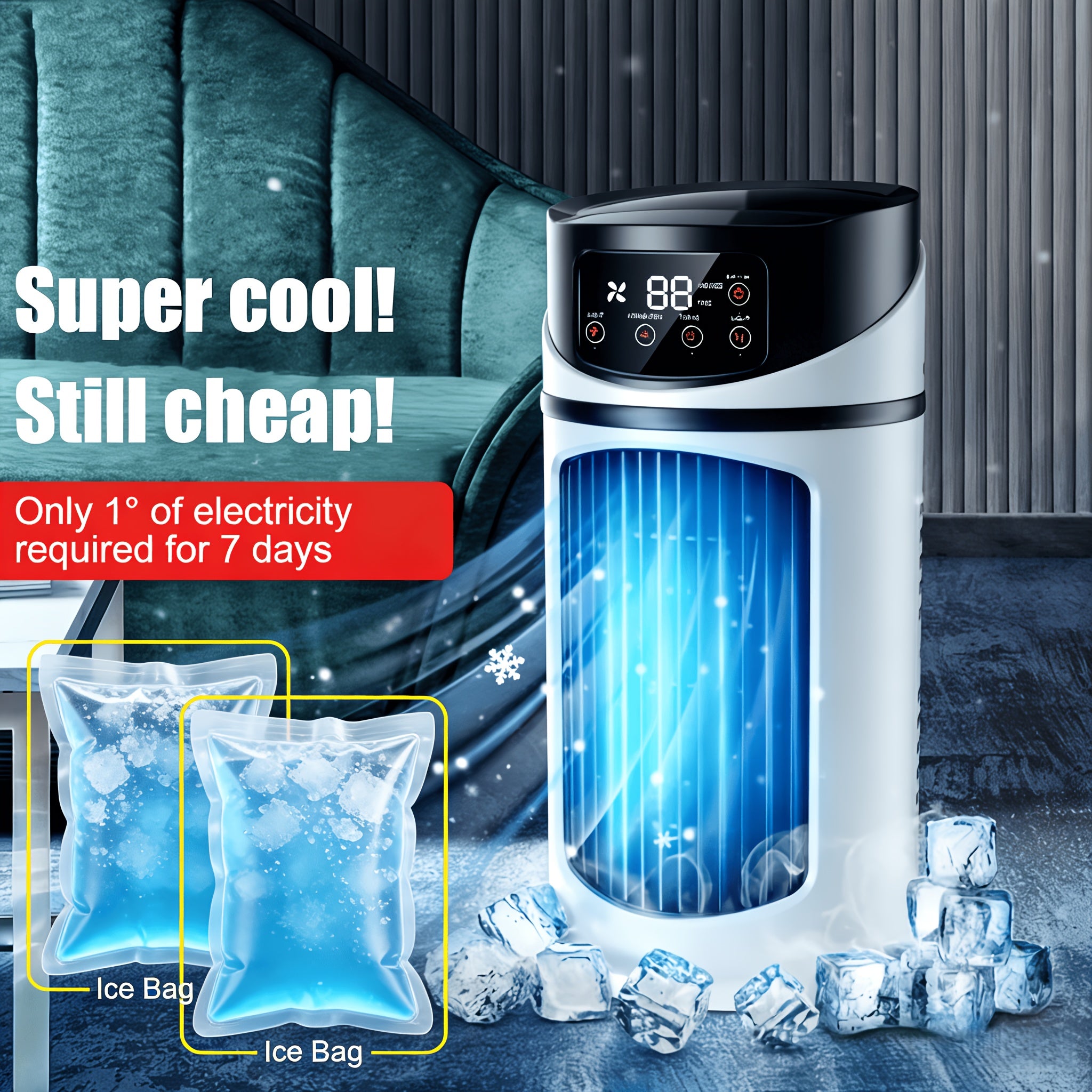 3 Second Fast Cooling 6 Speed USB Portable Air Conditioner Humidifier Fan, Ultra Quiet 25dB, 6 Hours Timer, Instant Cooling Perfect Festival Gift for Home Office Dormitory