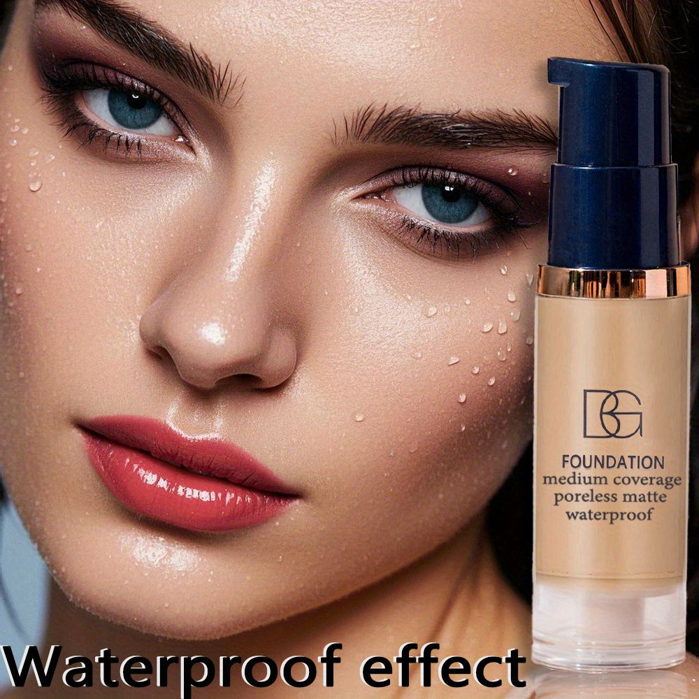 BEAUTY GLAZED全效遮瑕防水粉底液与粉扑套装——强效遮盖黑眼圈与瑕疵，适用于所有肤质（中性偏白），便携式全妆遮瑕