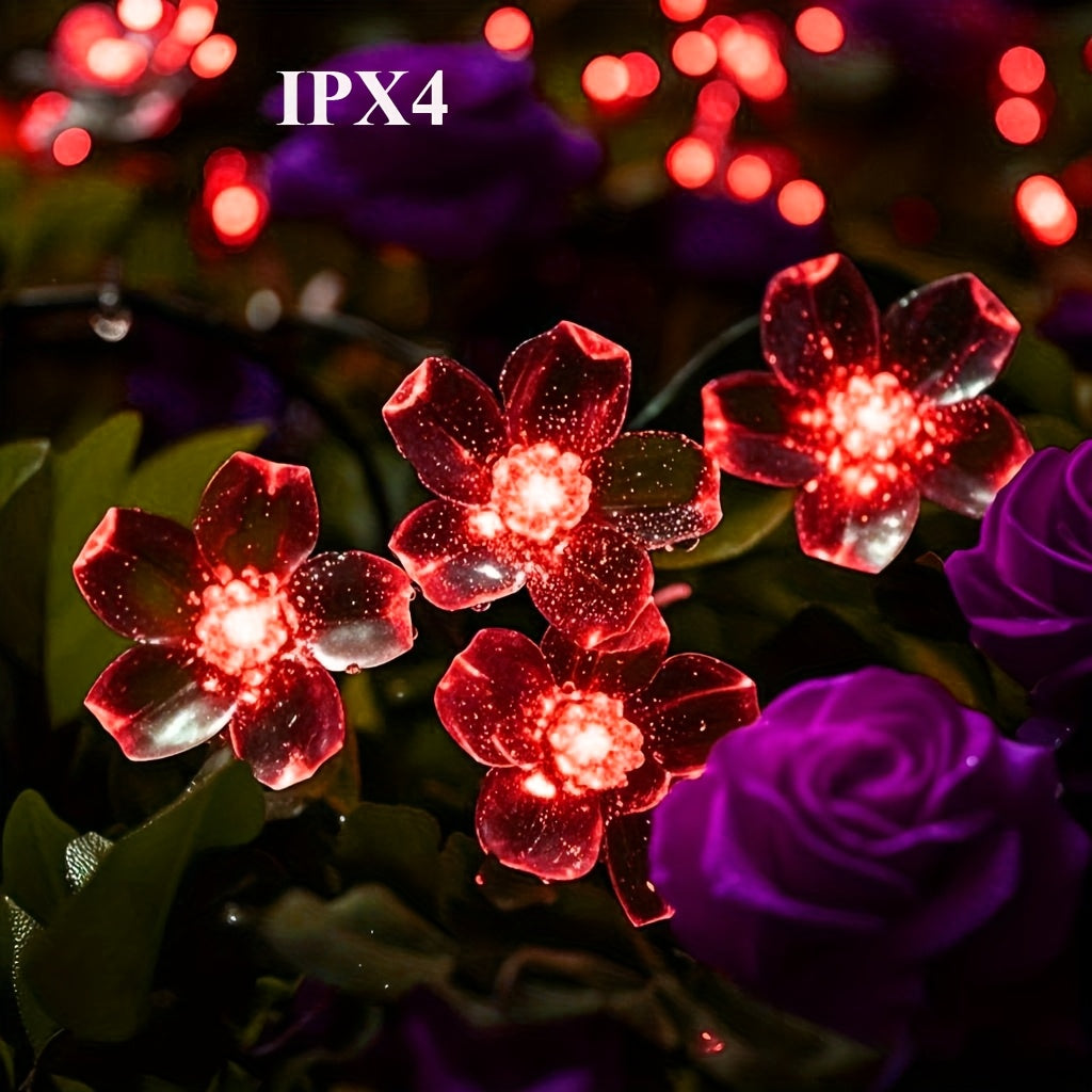 Solar Cherry Blossom String Light 100/50/20 LED Beads Flower Decorative Fairy Light Outdoor 8 Modes IPX4 Waterproof Fence Lawn Garden Trees Wedding Halloween Christmas Decorative Light