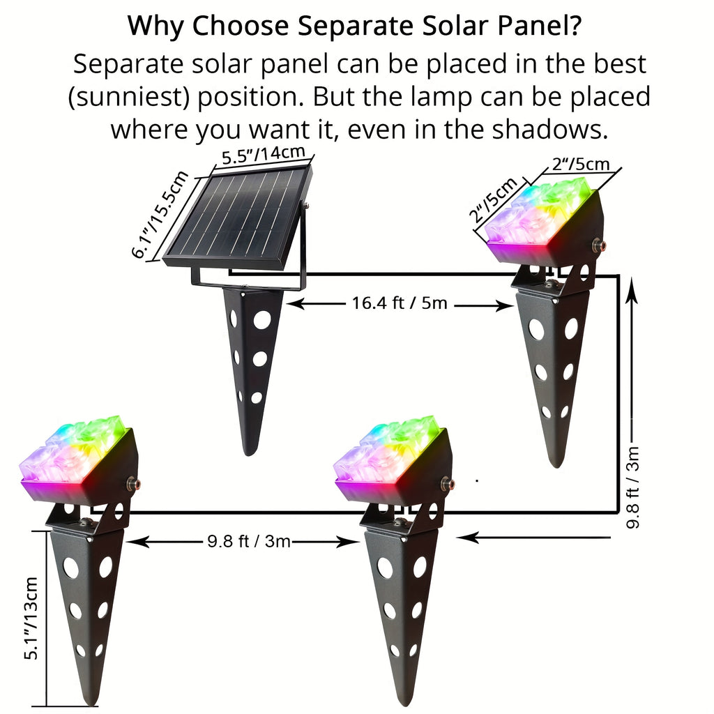 1pc color-changing solar light outdoor IP68 waterproof RGB landscape spotlight, 3-in-1 metal waterproof automatic switch dusk-to-dawn decorative light, outdoor spotlight suitable for houses, trees, gardens, courtyards
