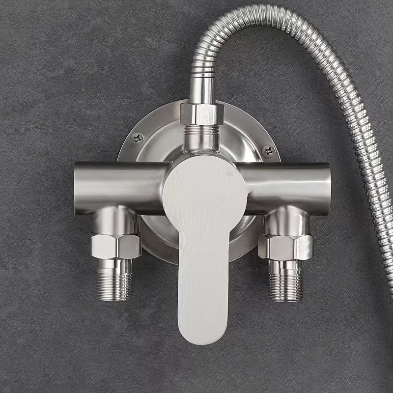 Shower Faucet Control Valve - Stainless Steel Bathtub & Shower Valve, Hot/Cold Water Mixer, Surface-Mounted Shower Faucet with Control Valve, Wall-Mounted Bathtub Shower Valve Set