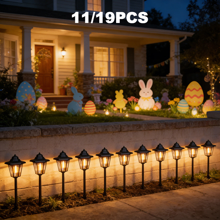 11/19-Piece Solar Hexagonal Walkway Outdoor Deck Light, LED Bulb Solar Sidewalk Christmas Halloween Decorative Light, Landscape Light Suitable for Garden, Lawn, Path, Courtyard, IP65, Christmas Halloween Thanksgiving