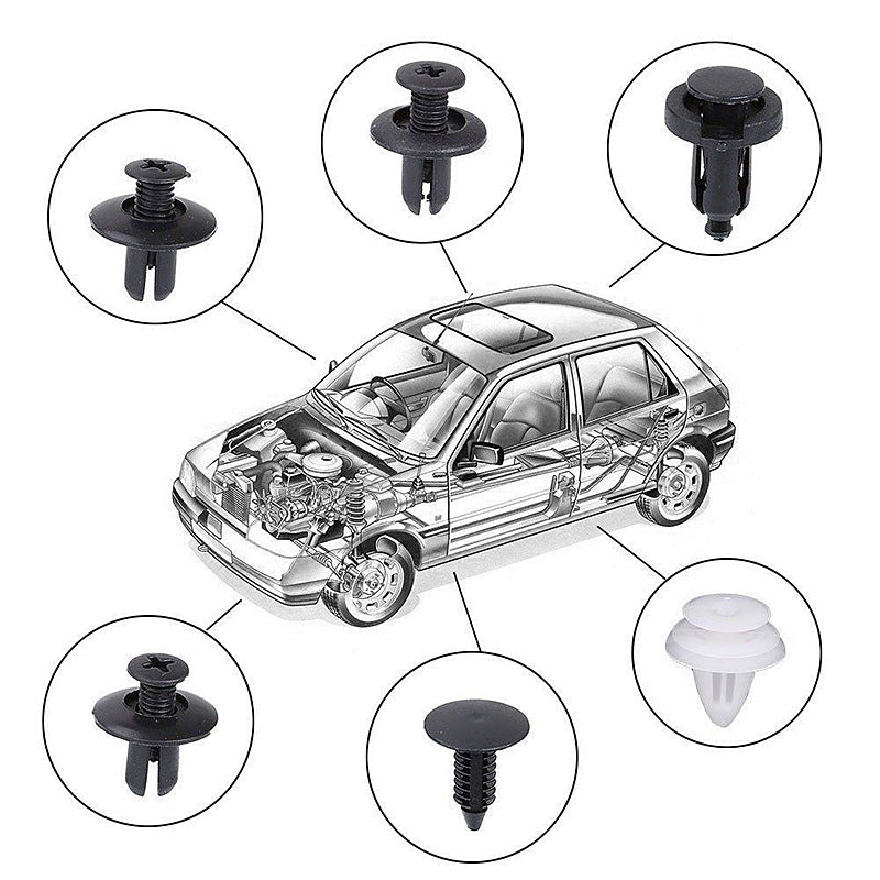 100-Piece Trim Panel Retainer Fastener Kit – Assorted Auto Fastener Clips for Car Body, Push-Type Retainers, Pins, Rivets, Bumpers, Doors & Other Auto Accessories