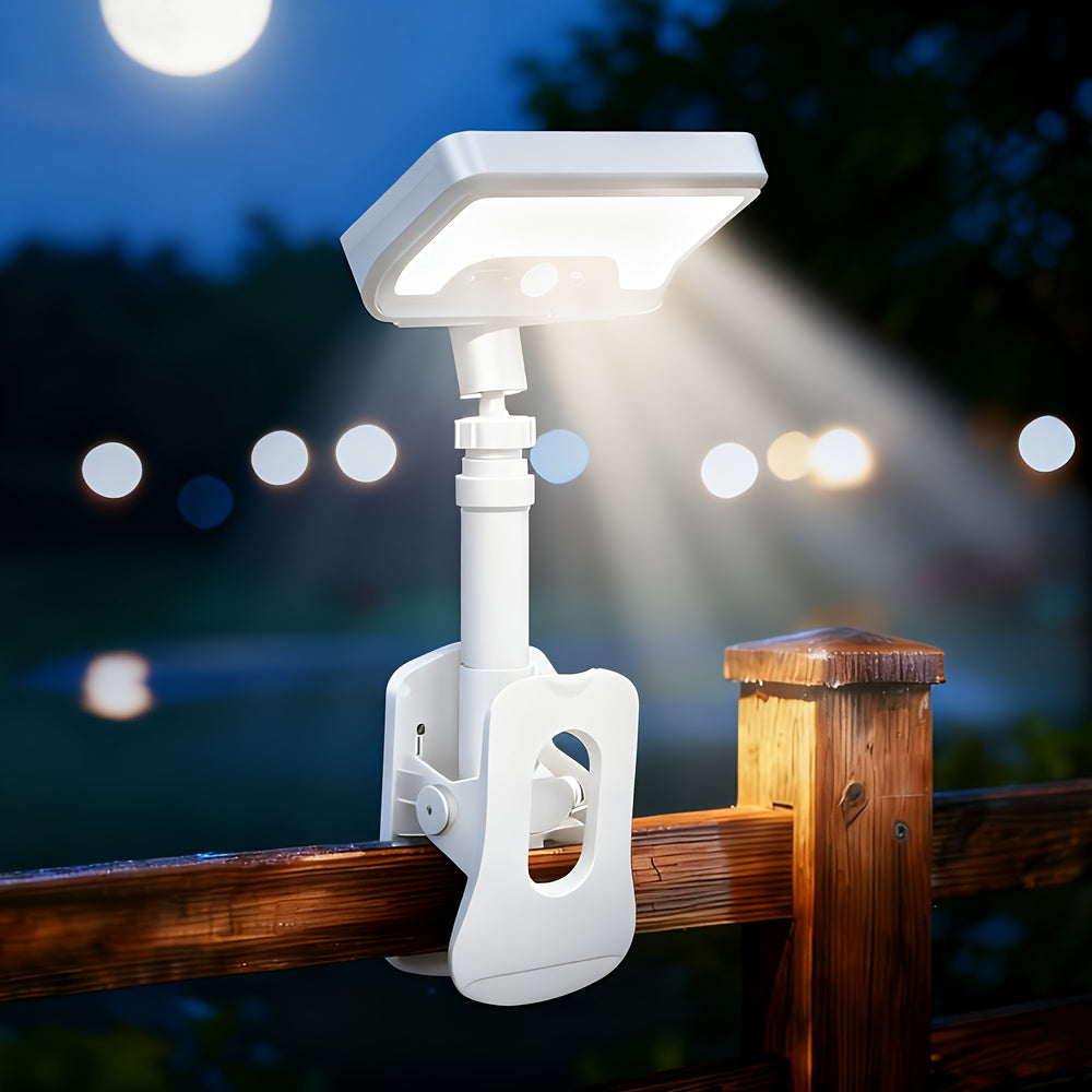 Solar Light Outdoor Courtyard Light Street Light Clip-On Light - Easy Installation - Suitable for Various Shelves, Fences, 360° Rotatable Adjustable, 1500mAh