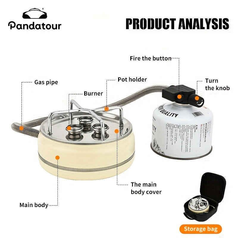 Pandatour Outdoor 3-Burner Camping Stove - Portable Gas Stove with Trigger Ignition, Ideal for Backpacking, Picnic & Road Trips (Gas Canister Not Included), Camping Stove | Compact Stove | Trigger Ignition