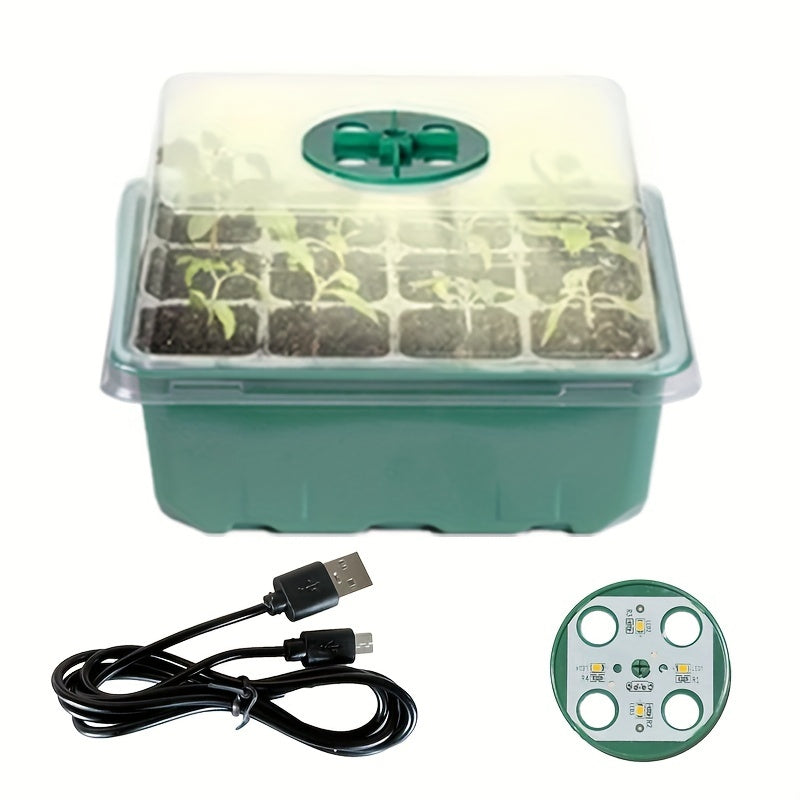 1/2/3/4/5-Pack Seedling Tray Kit with Grow Light – 12/24/36/48/60 Cells Tray with Adjustable Brightness & Humidity Control; Hydroponic Wheatgrass Seedling Starter Kit, Ideal for Grow Light Cultivation