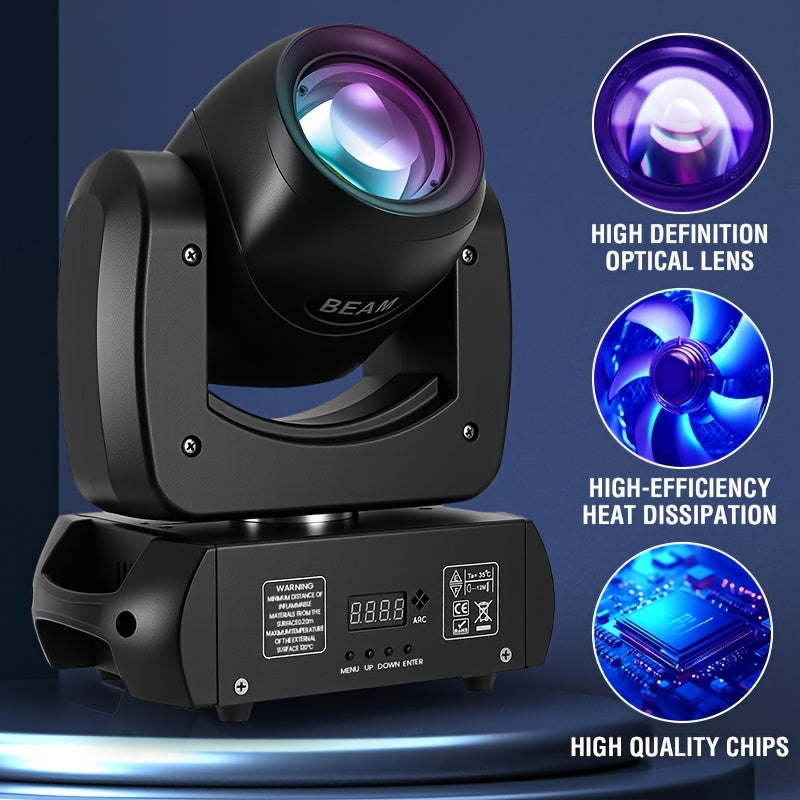 120W beam light, DJ lights, black moving head light, DJ lighting, moving head light, spotlight, LED stage light - LED DMX512 control, with 8 colors and 8 gobo patterns, 18-facet prism, voice/sound activation, aluminum alloy housing