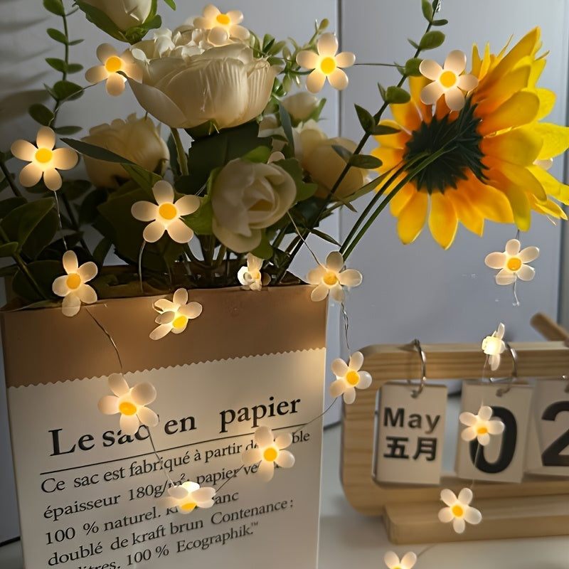 Luminarias室内装饰LED铜丝灯白色向日葵小雏菊龟背叶房间花园庭院节日装饰灯