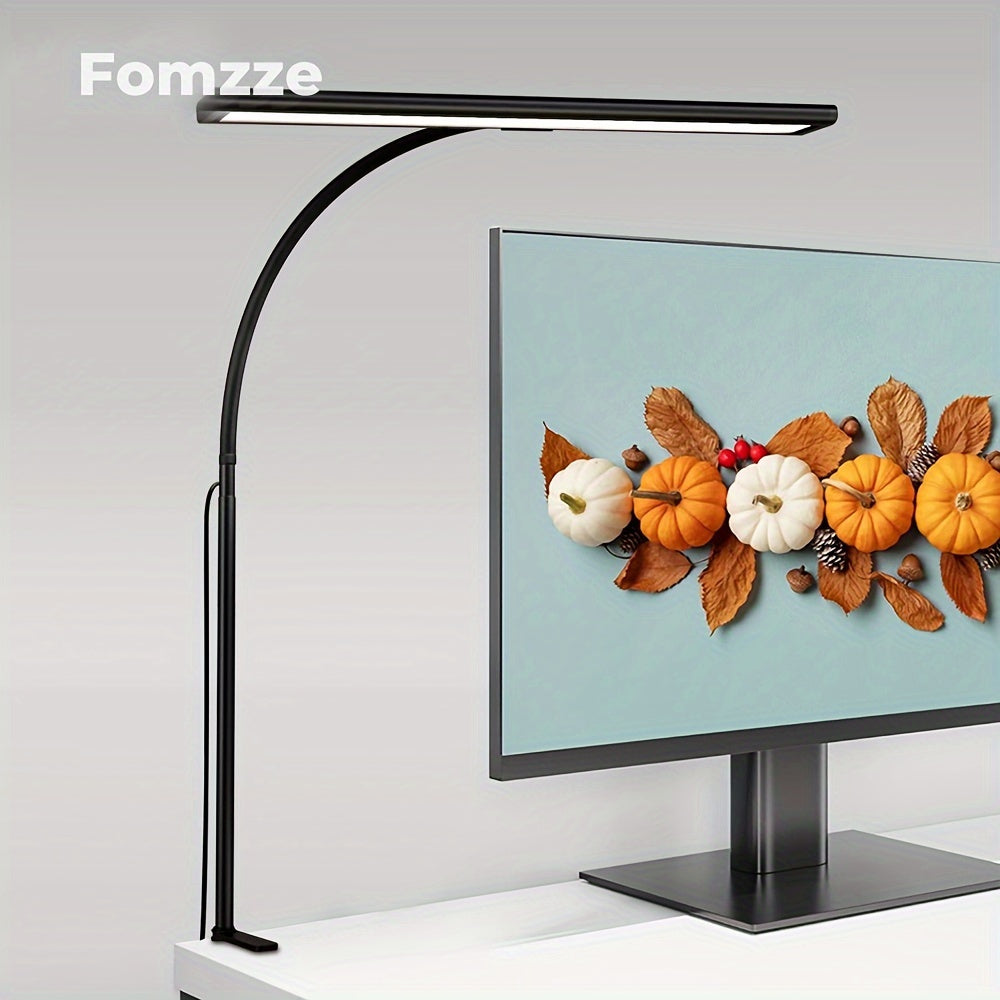 FOMZZE dimmable 160 LED desktop smart lamp, suitable for home office, with flexible gooseneck, metal rod and I-type clip book light clamp, suitable for reading, workbench, drawing, manicure, sewing, puzzles