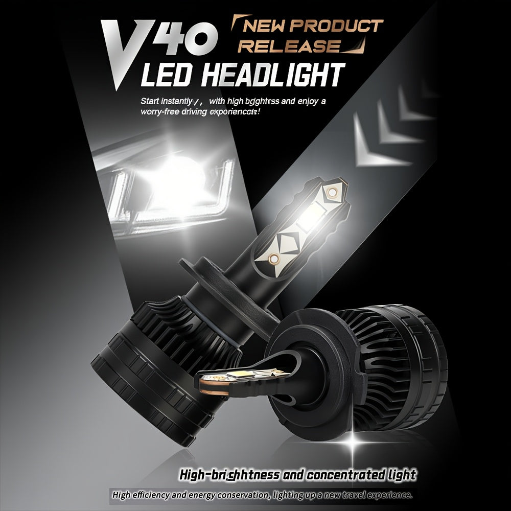 Car LED Headlight Kit (2Pcs), Model H4/HB2/9003, Compatible with 9005, 9006, H1, H4, H7, H11, H8, H9, Brightness 6500K, 12V Voltage, Luminous Power 200W, High Brightness 60000 Lumens, No Battery