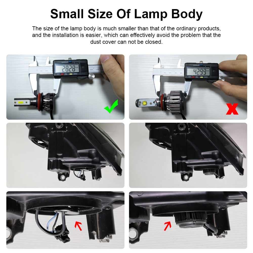CROSSPASSION 2-Pack 9005 HB3 9006 HB4 H1 H4 H7 H11 Headlight and High Beam COB LED Headlights, 230W High Power 6500K Pure White Light, Integrated Driver, 1:1 Mini Size, Easy to Install, No Battery Included
