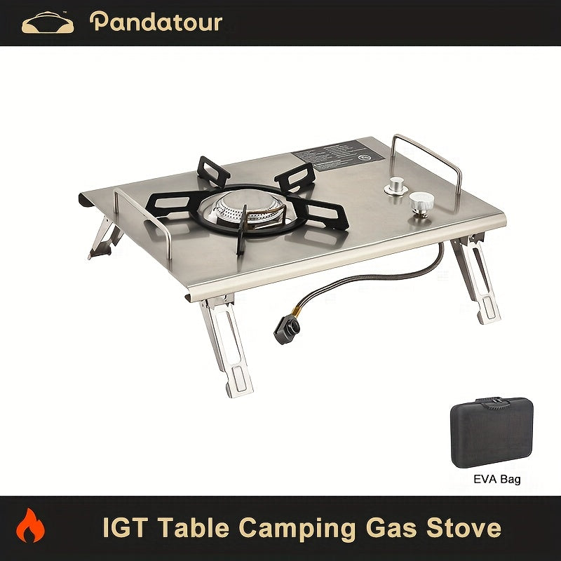 Portable Windproof Stainless Steel Camping Gas Stove, Outdoor Cooker Travel Stove with Foldable Design, IGT Compatible Stove for Tabletop Use, Outdoor Stove, IGT Tabletop Gas Stove