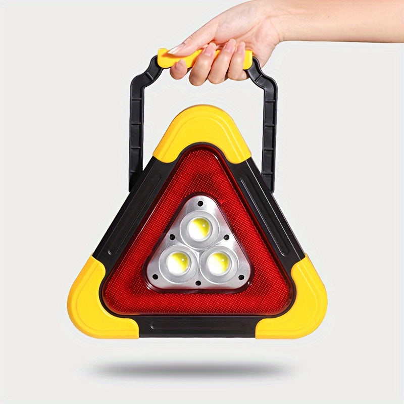 1pc Portable Solar Triangle Warning Light, Super Bright LED Traffic Safety Signal, High-Intensity COB, USB Rechargeable, Multi-Purpose Emergency Beacon, High Visibility for Accidents & Roadside Repairs (Built-in Battery)