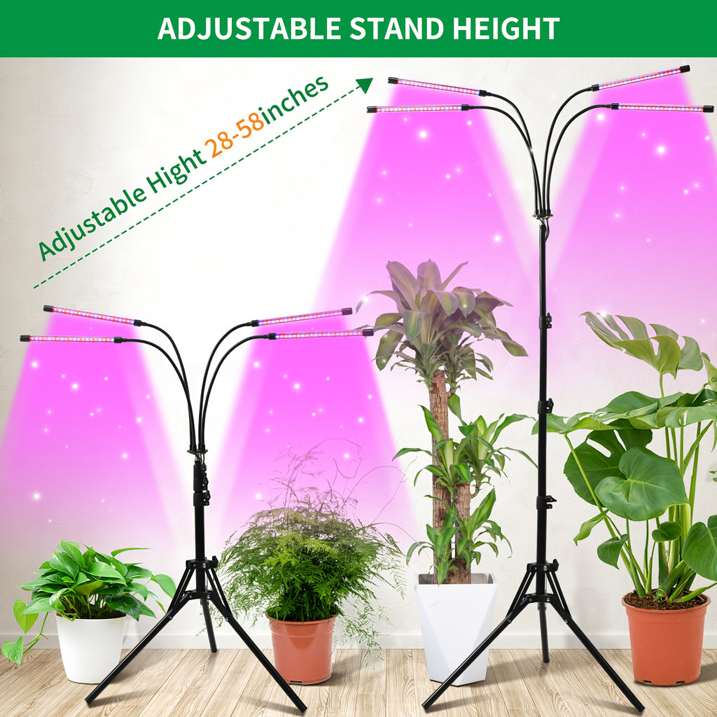 USB indoor plant grow light, 10 brightness levels, 3/9/12 hour timer, adjustable gooseneck, universal for vegetables, flowers, and green plants