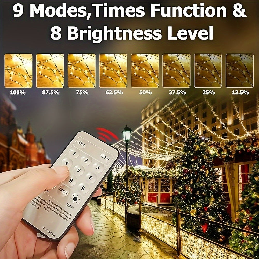 HYGX 圣诞灯串，108英尺 300 LED 带遥控圣诞灯，9种模式变色圣诞灯，绿色线插入式闪烁灯，适用于房屋树装饰
