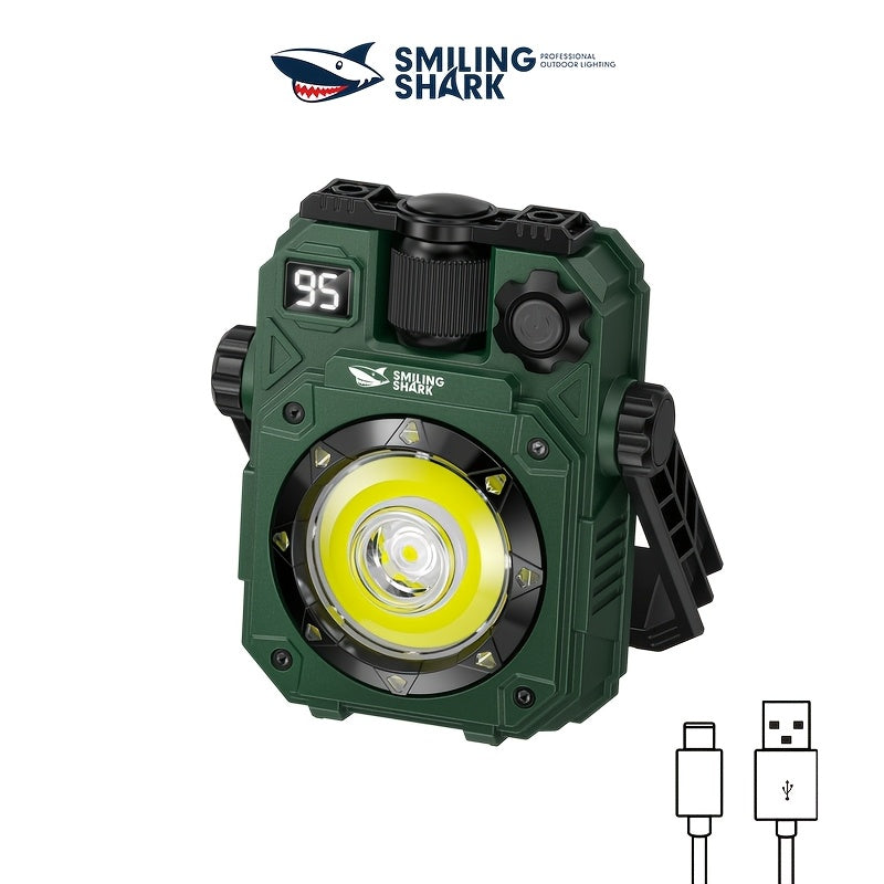 SMILING SHARK Upgraded Rechargeable LED Flashlight & Work Light 7-Color COB Magnetic Light Power Display Portable Bracket for Camping Emergency Barbecue Outdoor Hiking Activities