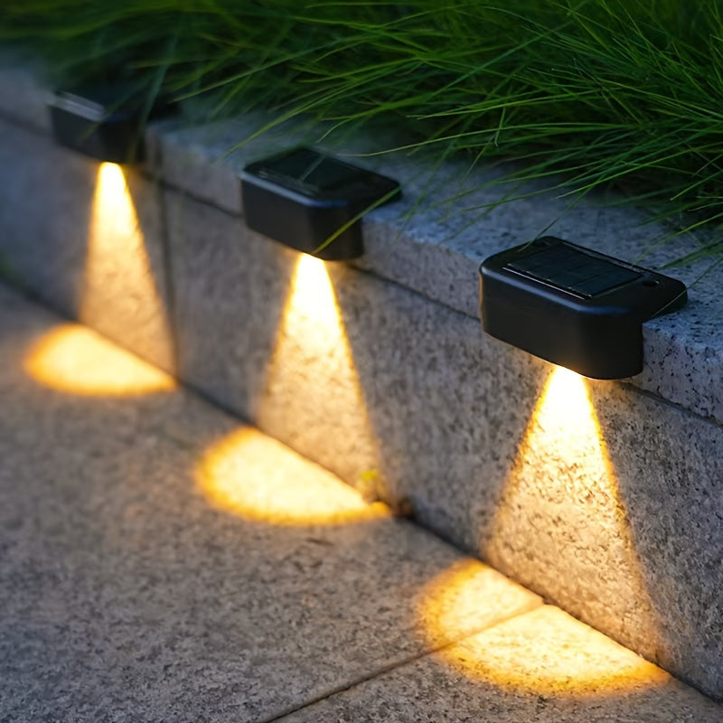 Solar Outdoor Deck Light, Porch Courtyard Exterior Wall Washer Light, 7-Shaped Wall Top Sconce, Automatic On/Off Night Lighting