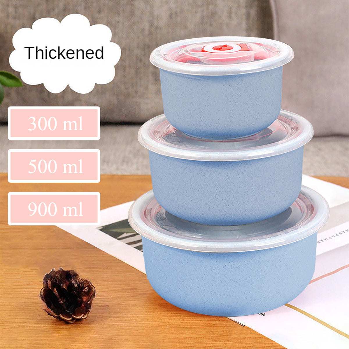3 Pack Sealed Food Storage Containers, Fresh Keeping Small Bowls, Multi-size Airtight Food Containers