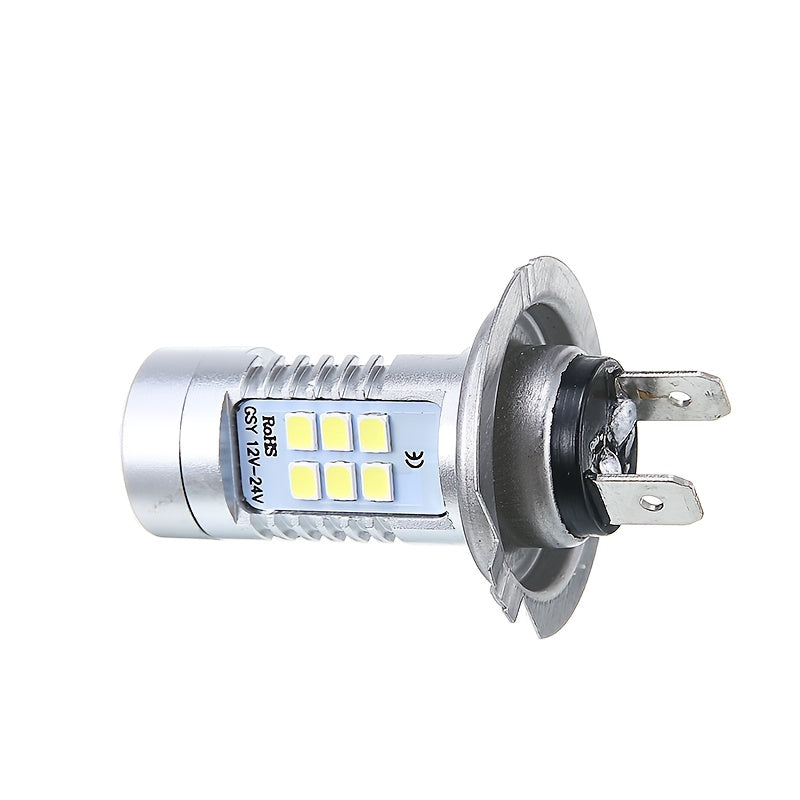 2Pcs H7 LED Headlight Bulbs - 6000K Super White, 12V/24V Compatible, High/Low Beam, Auto DRL, Enhanced Visibility and Safety, Vehicle Lighting Upgrade, Stylish Bulb Design, Durable Bulb Structure, No Battery