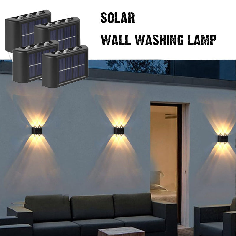 4-Pack Solar Fence Light Outdoor, Solar Sensor Mini Wall Light, Courtyard Patio Wall Washer Light, Christmas Courtyard Decorative Light, 6-LED Outdoor Fence Light, Suitable for Porch, Backyard, Patio, Courtyard, Steps, Garden Decoration