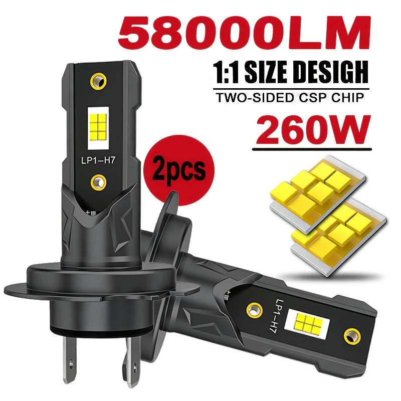 H7 LED Car Headlight Bulb 300W 60000LM Mini H7 Wireless Car Light +800% Brightness Spotlight Car Headlight 12V, No Battery Included