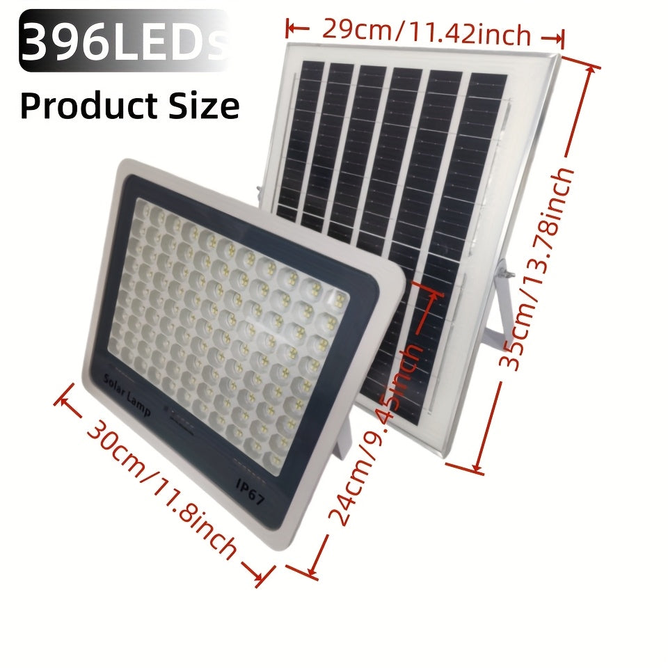 Solar Garage Light for Illumination, Wall Mount Light, Street Light, Flood and Search Light, Emergency Light - IP67 Rating, Remote Control Included, 177-Inch Cable, Perfect for Garden, Path, Courtyard and Hallway