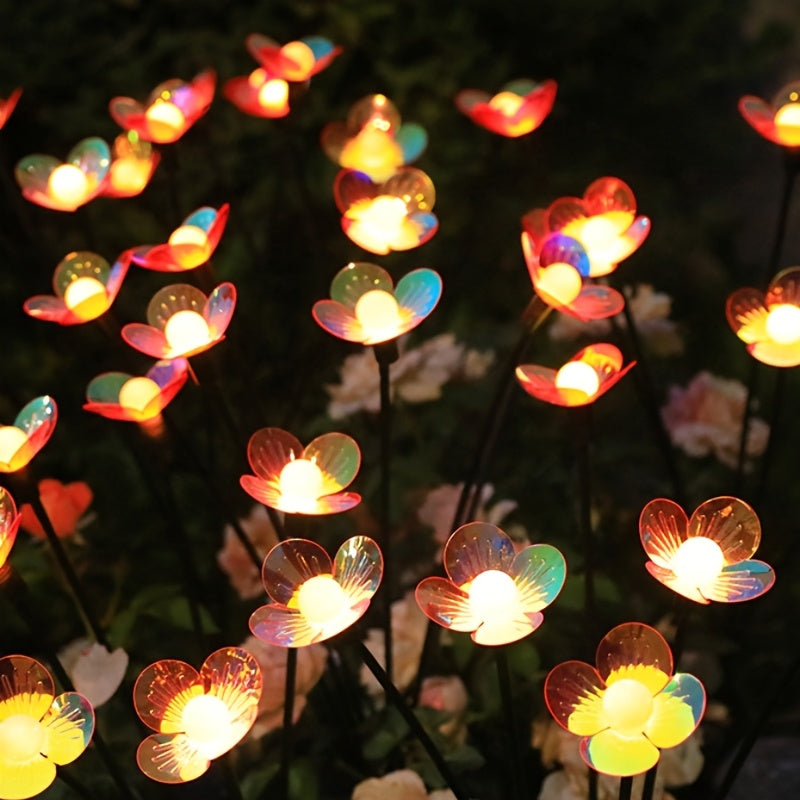 Solar Small White Ball Colorful Flower Warm Light Ground Insert Light - LED Outdoor Lighting Floral Courtyard Decorative Light Garden Lawn / Patio Walkway / Wedding Party Atmosphere Light