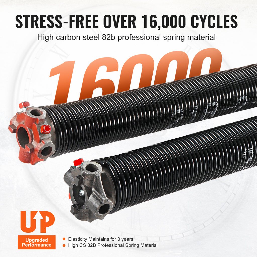 Garage Door Torsion Spring, 16,000 Cycles, 0.25 x 2 x 30in / 0.207 x 2 x 22in / 0.218 x 2 x 24in / 0.218 x 2 x 23in, with Non-Slip Winding Bars, Installation Tools and Gloves, Electrophoretic Coating, for Replacement
