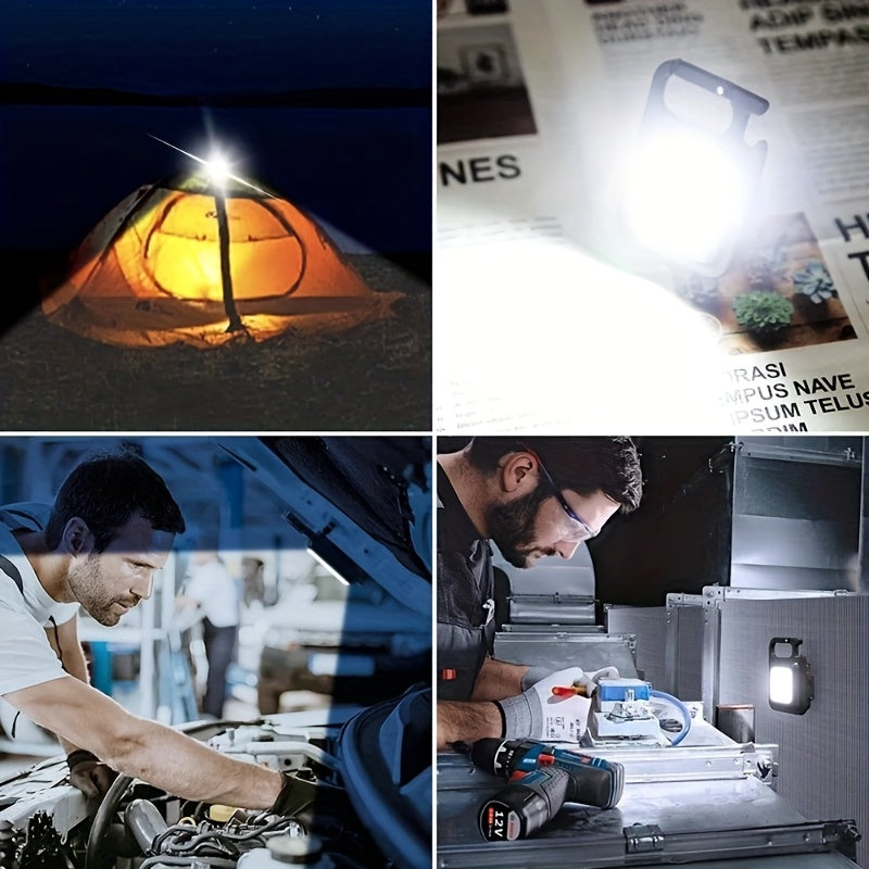 New USB Rechargeable COB Work Light, Portable Multifunctional Flashlight, Keychain Light, Outdoor Mini Light