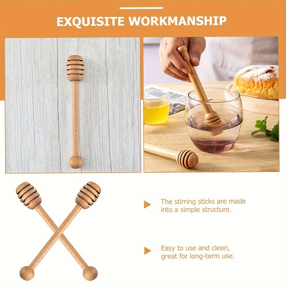 Wooden Honey Dipper – Natural Wood Honeycomb Dripper, Long-Handled Stirrer for Honey, Syrup & Jam – Kitchen Utensil & Stirring Tool