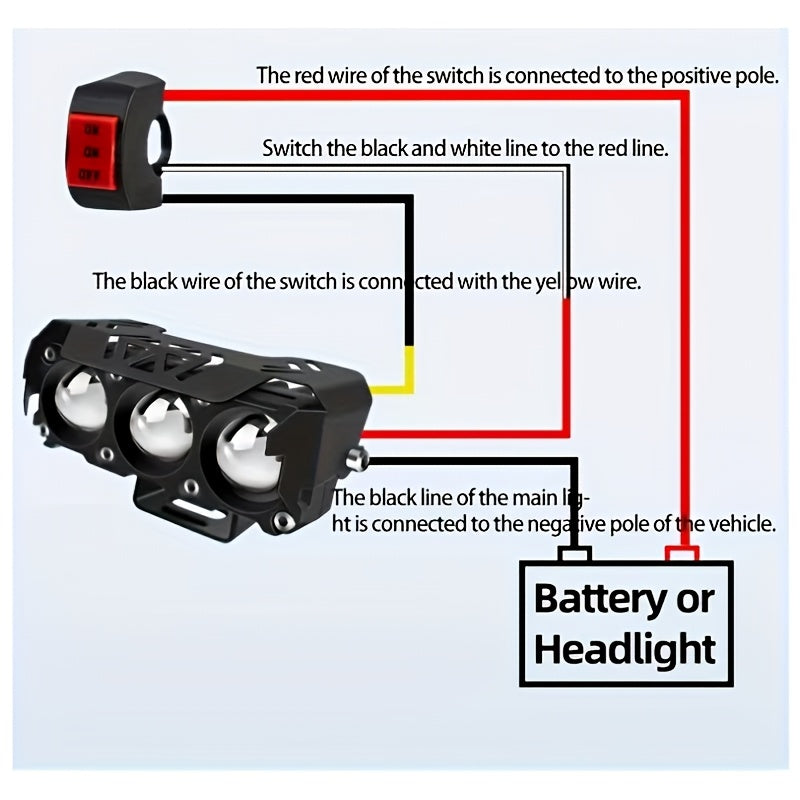 2 LED Motorcycle Spotlights, Super Bright Triple-Eye Motorcycle Light, Motorcycle Fog Light, Yellow/White Light High/Low Beam, Men‘s Auto Repair Lighting, Truck LED Light, Truck Accessories, Fits Pickup Trailer Bus Truck