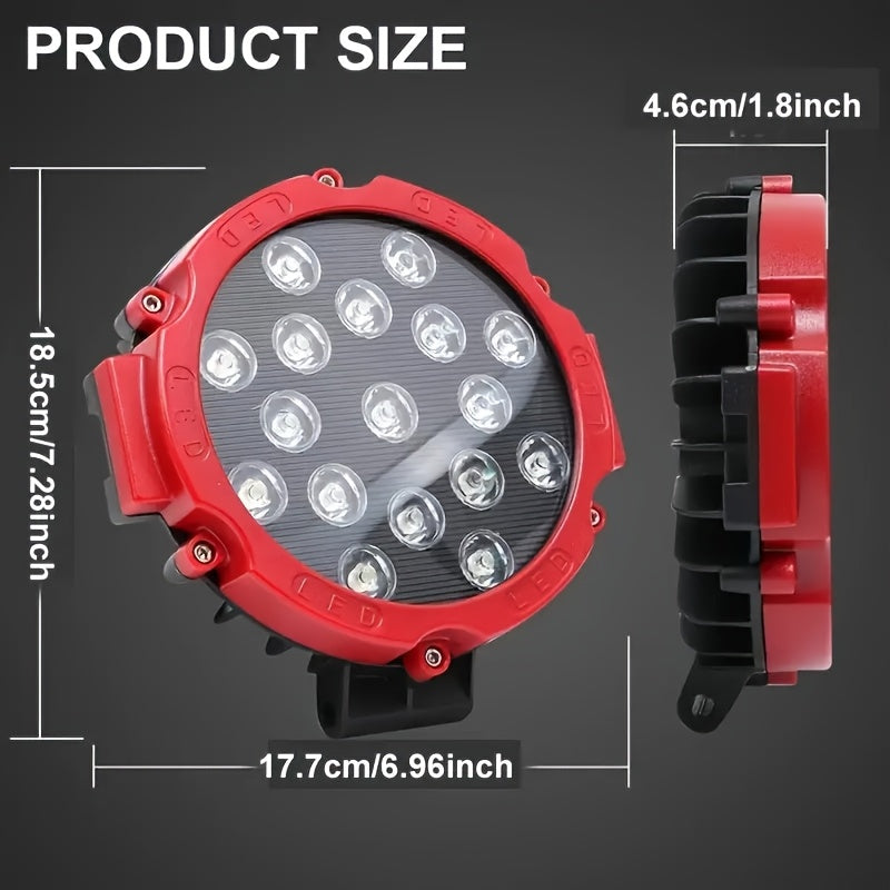7 inch 51W high brightness LED off-road work light, LED spotlight, car headlight, suitable for truck, jeep, hummer, 12V