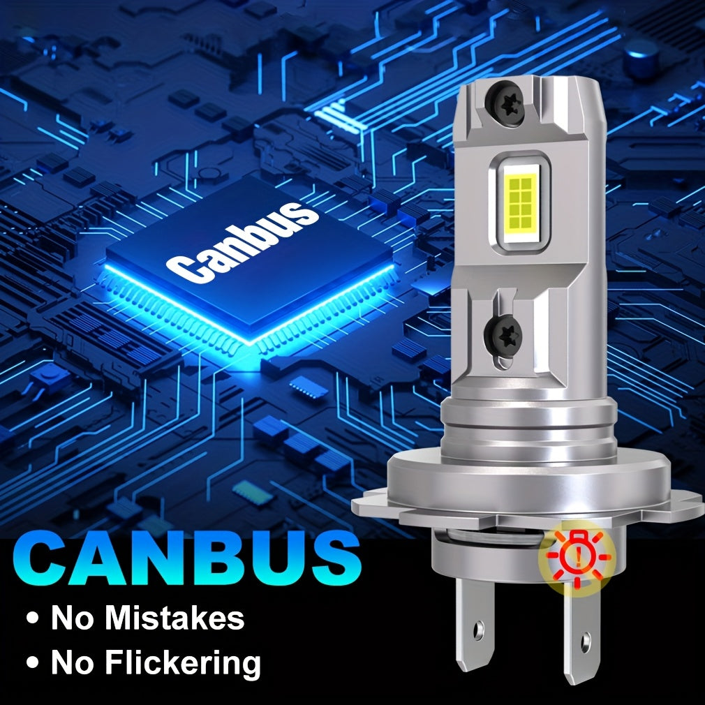 2Pcs H7 LED Car Headlight Bulbs Canbus Bulb LED Car Bulb High/Low Beam Super Bright White 6500K 9V-24V