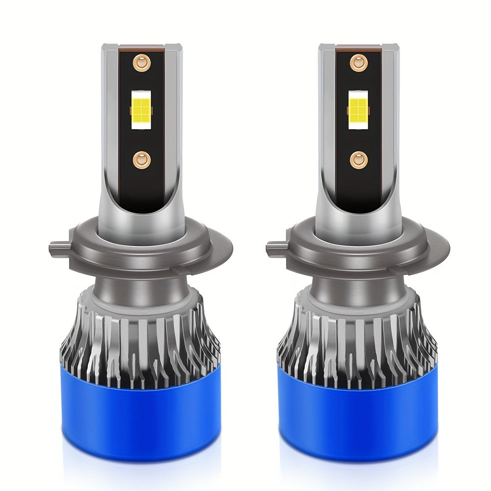 2Pcs H1 H7 H11 9005 9006 9012 H4 H13 9007 9004 LED Car Headlights, Brightness 3570 CSP Chip 6000K White Light 60000 Lumens 200W High/Low Beam Fog Light Fast Heat Dissipation