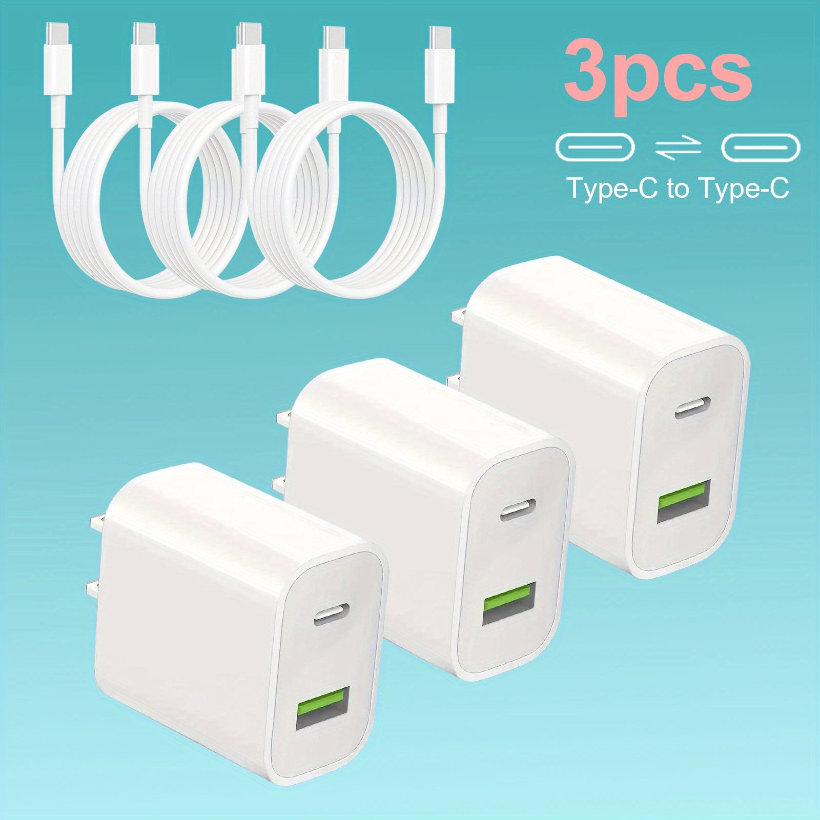 USB C Dual Port Wall Charger Block, For l Phone 16/ 15 Charger USB C Wall Charger Adapter +USB A Quick Charging Brick Plug