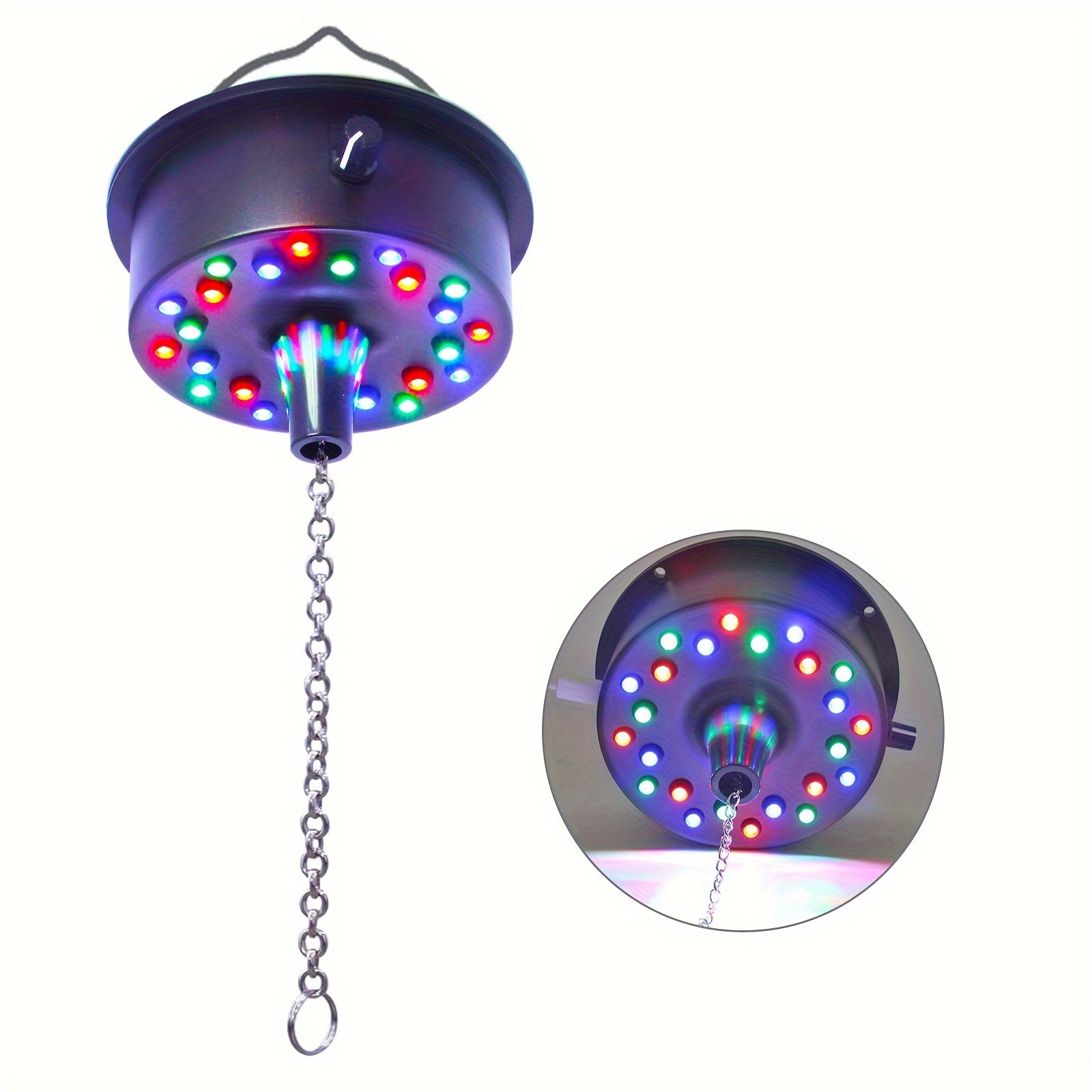 5 RPM--9 RPM 可调节镜面球旋转电机，带 24 RGB LED 灯，适用于 4 6 8 12 英寸迪斯科球（不含），用于派对装饰、DJ 团队、酒吧、夜店、KTV（USB 供电/电池供电）（不含镜面迪斯科球）