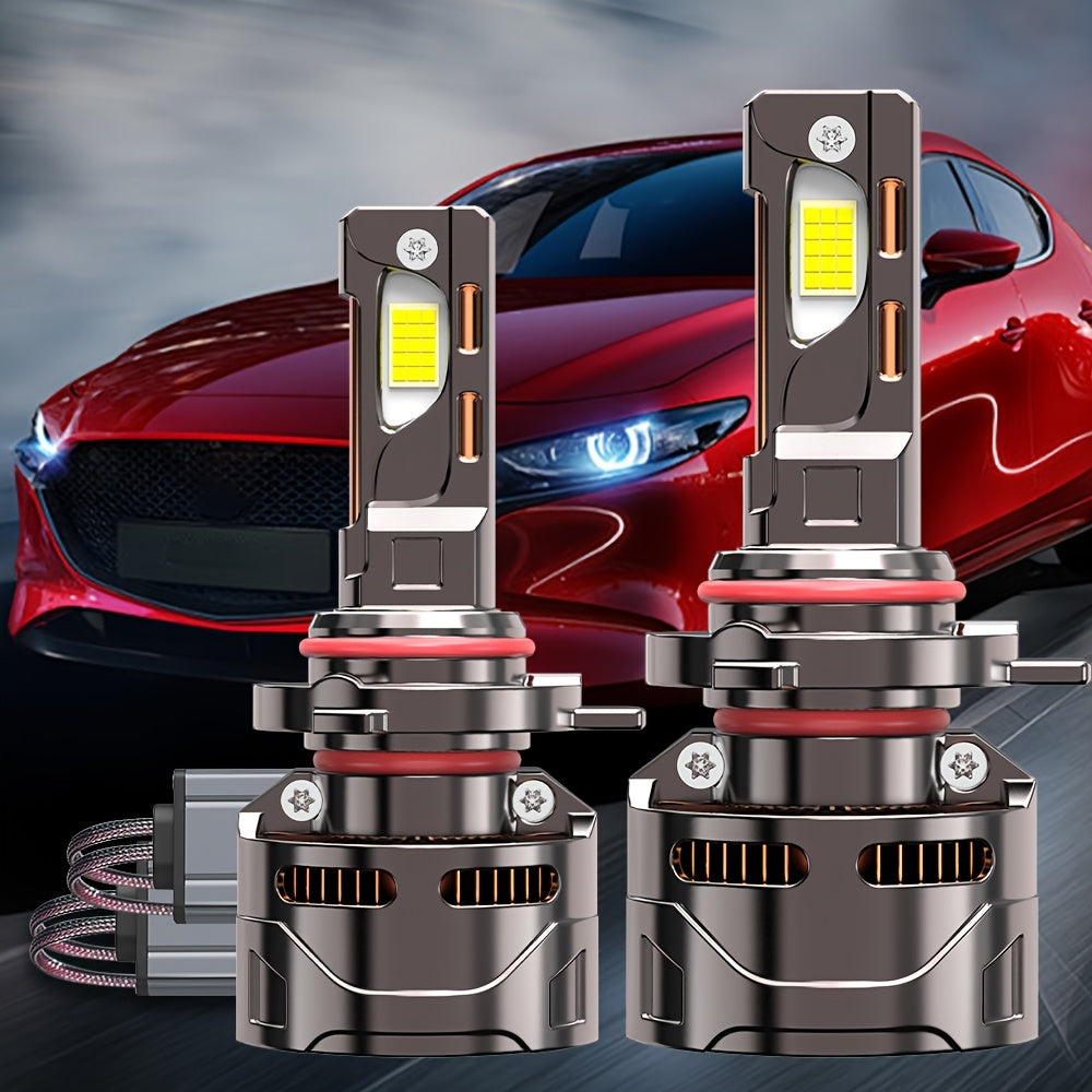 2pcs H4/9003 H7/H18 60000 Hours Ultra-Long Lifespan 58300LM LED Super Bright Front Bulbs 7500K 9006 9012/HIR2 Improves Night Driving Safety, 1000% Brightness Increase, External Driver