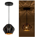 Vintage industrial black metal pendant light - height adjustable, geometric farmhouse ceiling light for kitchen island - bulb not included