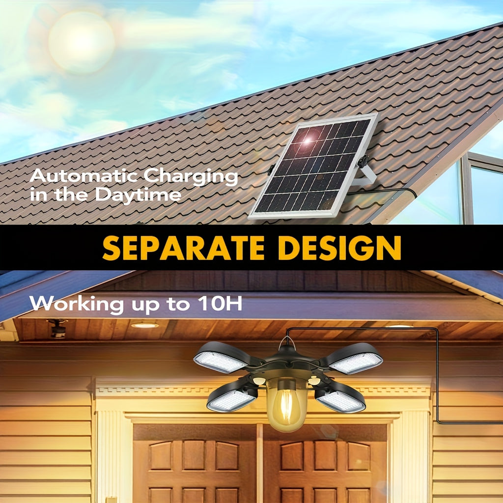 Four-Leaf Pendant Light, 192 LED Solar Pendant Light, Outdoor Patio Gazebo Hanging Light, Solar Garage Barn Pendant Light