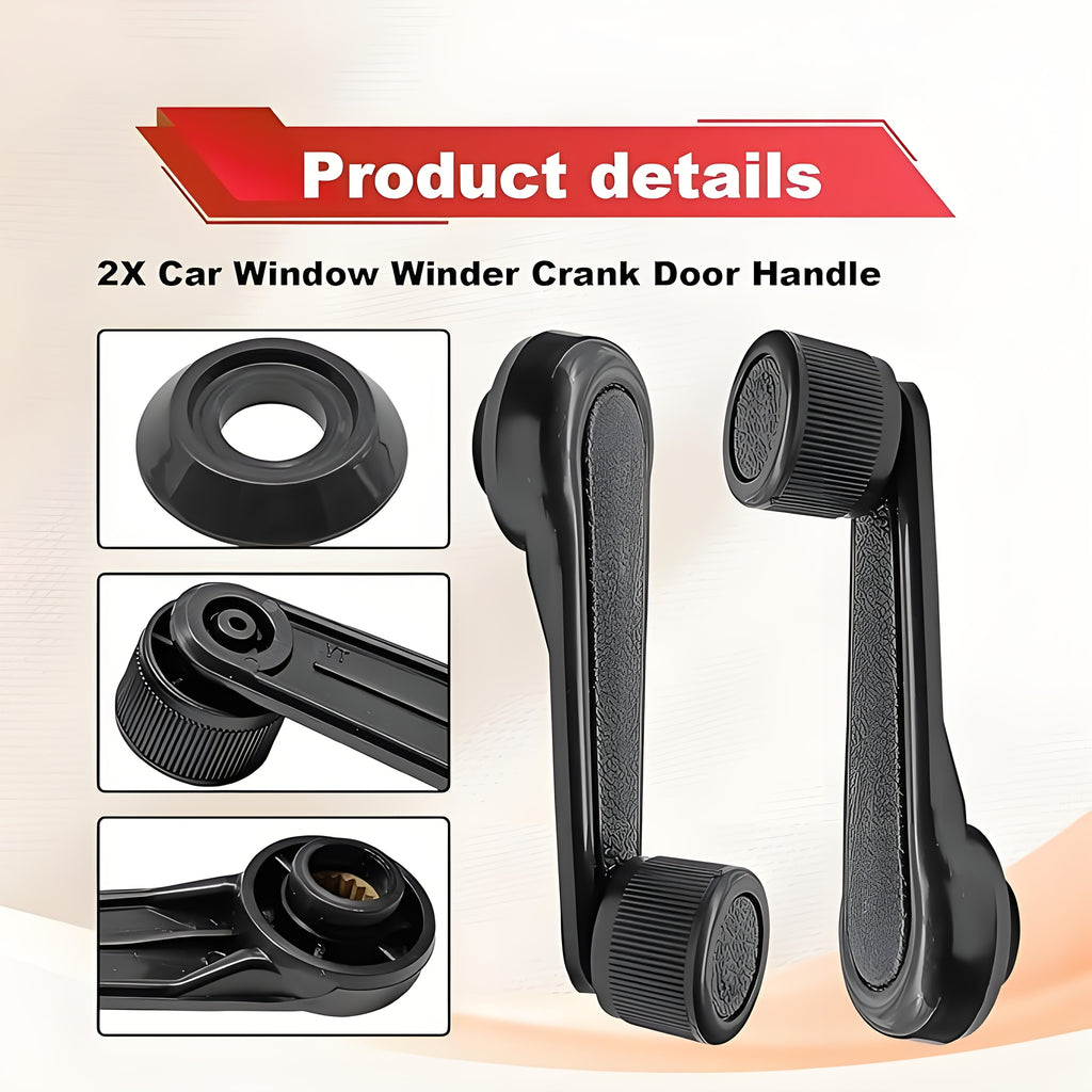 2-Piece Manual Window Crank Handle Set, Driver & Passenger Side Replacement Handles for 1992-1998 Geo, Chevy Tracker, SUZUKI, Window Regulator for Most 4-Wheel Vehicles, Left/Right Operation, Non-Electric