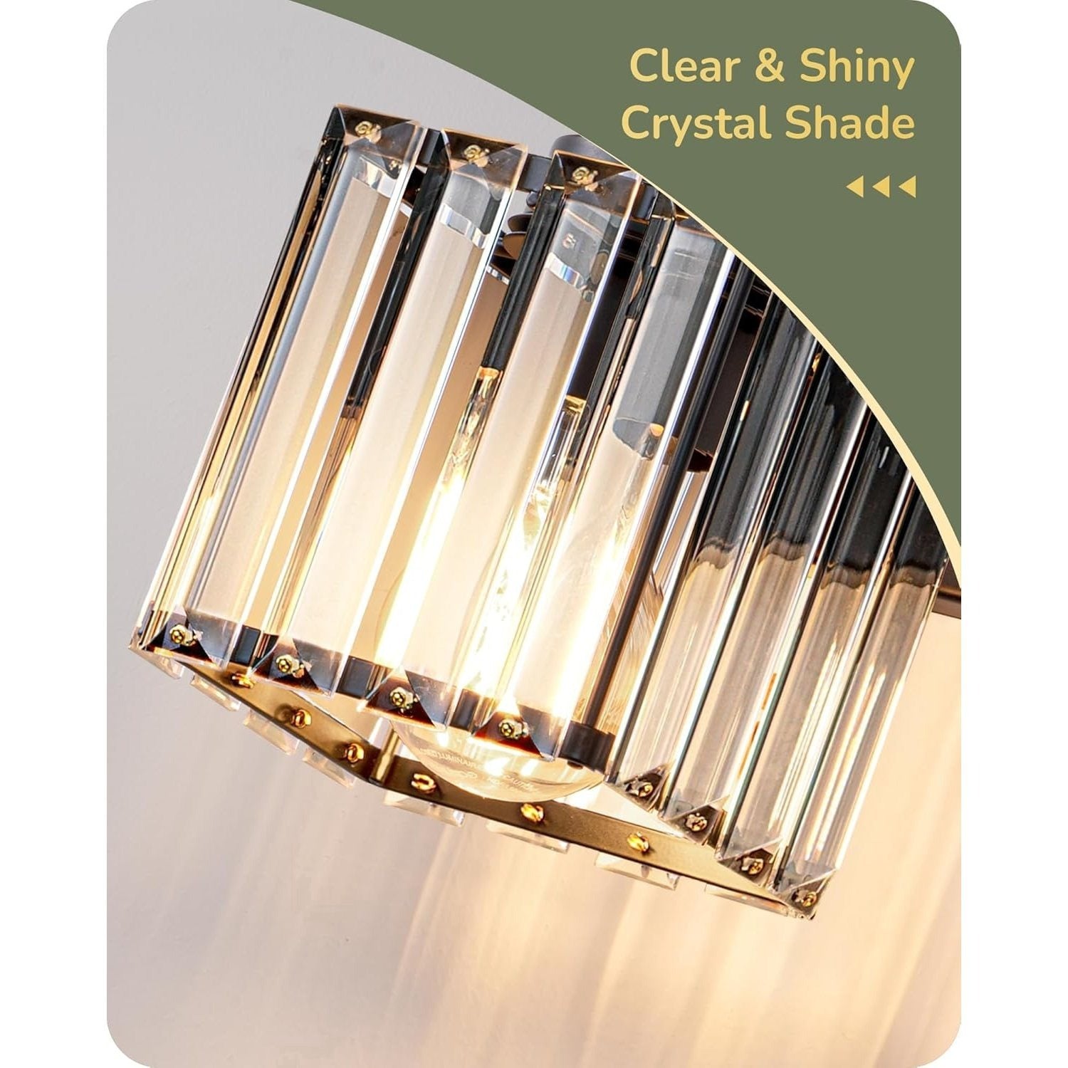 EDISHINE Double-Head Crystal Bathroom Vanity Light, Black Wall Mount Mirror Light, Modern E26 Screw Base Indoor Lighting Fixture, Suitable for Bathroom, Makeup Room, Bedroom
