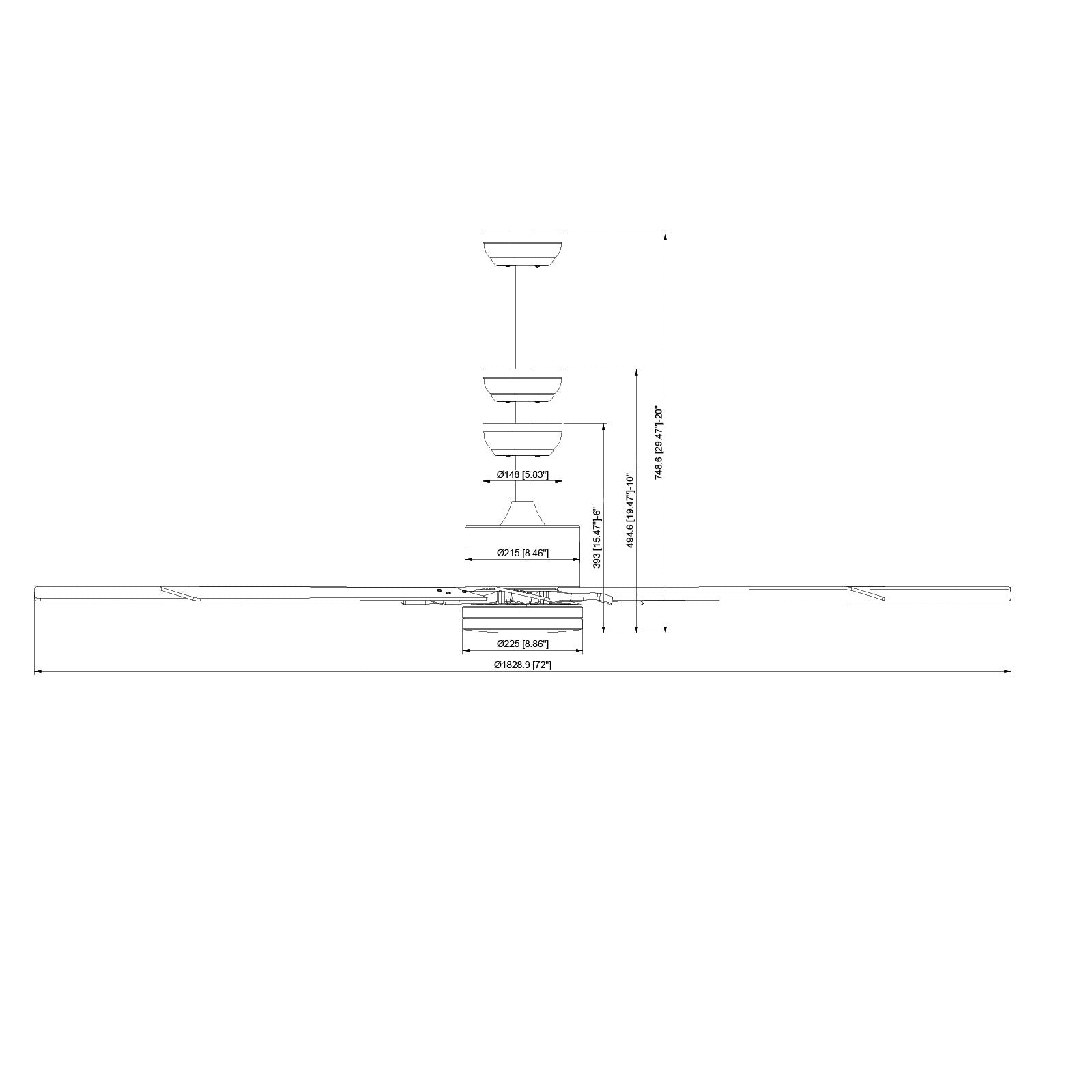 72 Inch Ceiling Fan with Light, 6 Speed Remote Control, Reversible Motor, Coffee Black Color