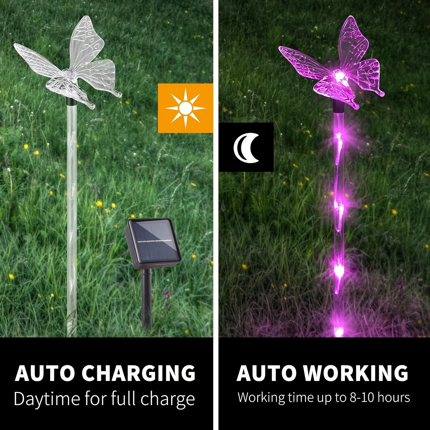 6-Piece Outdoor Butterfly Solar Light, Garden Decorative Light Solar Pathway Light Outdoor Waterproof Butterfly Courtyard Decoration, Patio, Flower Bed, Home Decoration (8 Modes)
