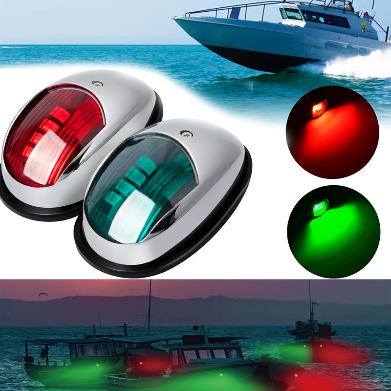 2-Piece Red & Green Navigation Lights, Yacht Lights, Marine Lights, Boat Signal Warning Lighting