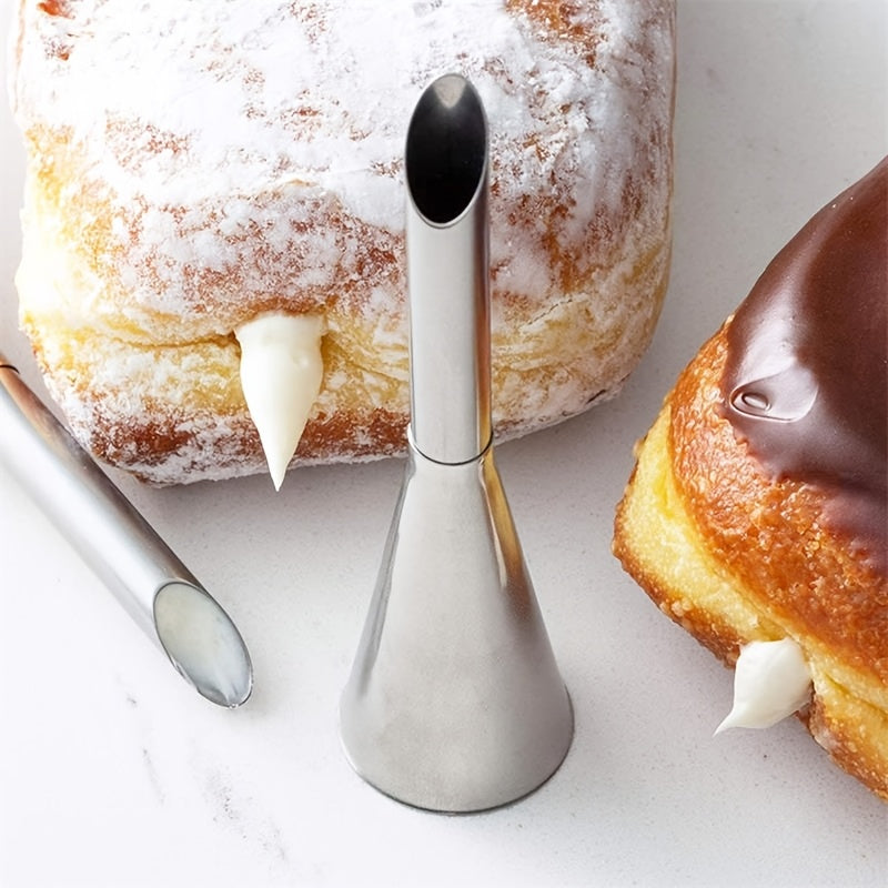 1 or 2 Pack Stainless Steel Cream Puff Nozzle – Cake & Choux Pastry Cream Decorating Tip, Filling Injector Nozzle for Cream Cakes